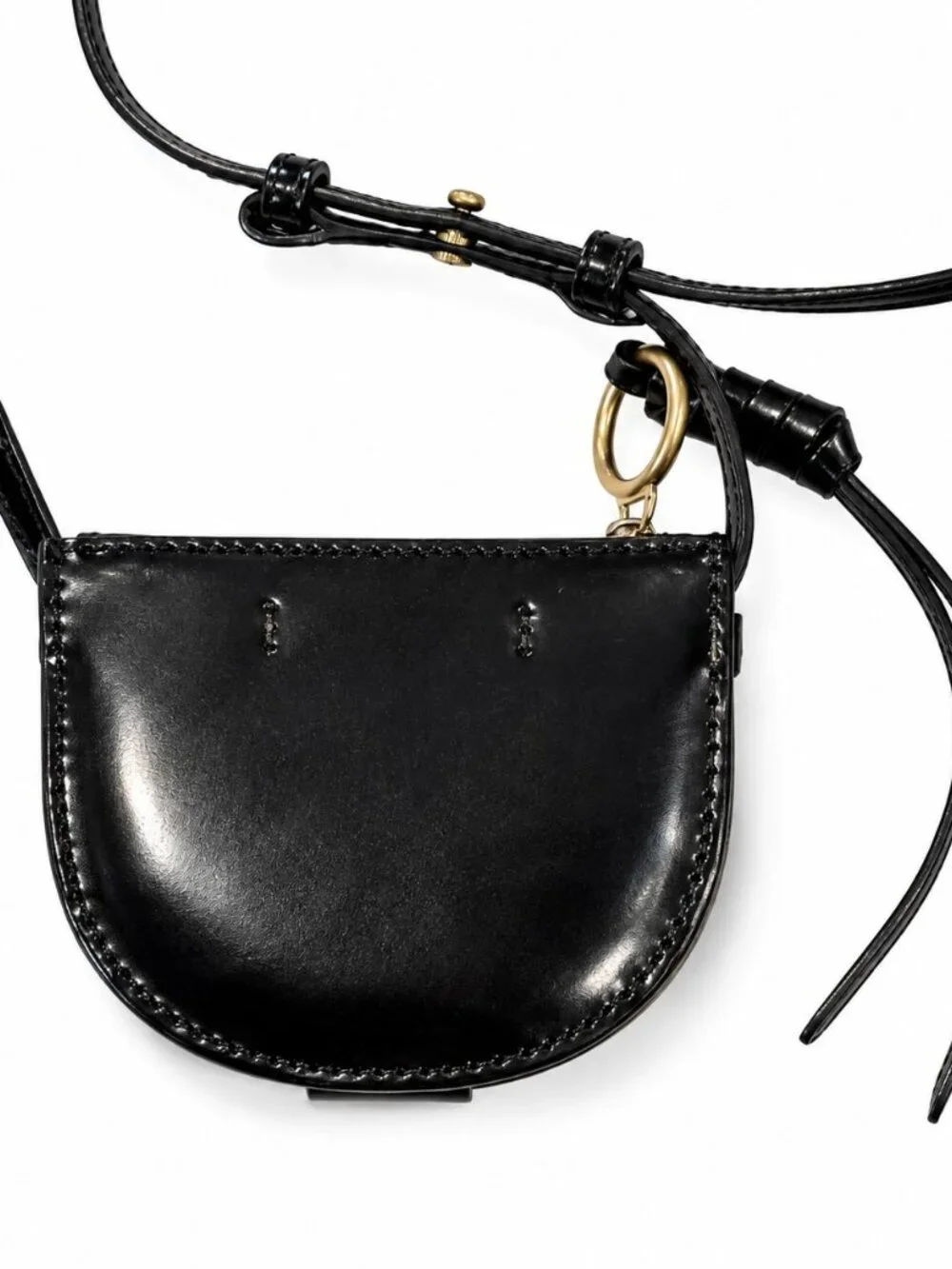 Tory Burch Black Leather Mini Crossbody Bag Purse Gold Hardware Adjustable Strap